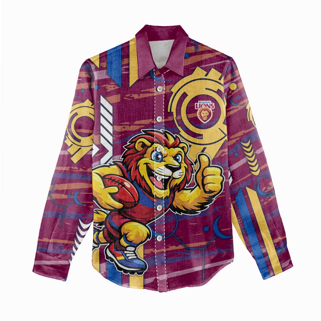 Brisbane Lions Women Casual Shirt Mascot Cartoon Football Illustration Style