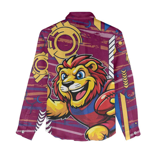 Brisbane Lions Women Casual Shirt Mascot Cartoon Football Illustration Style