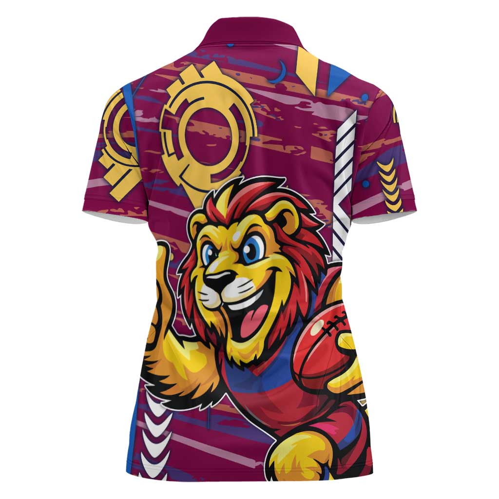 Brisbane Lions Women Polo Shirt Mascot Cartoon Football Illustration Style
