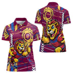 Brisbane Lions Women Polo Shirt Mascot Cartoon Football Illustration Style