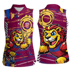 Brisbane Lions Women Sleeveless Polo Shirt Mascot Cartoon Football Illustration Style