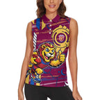 Brisbane Lions Women Sleeveless Polo Shirt Mascot Cartoon Football Illustration Style