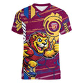 Brisbane Lions Women V-Neck T-Shirt Mascot Cartoon Football Illustration Style