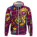 Brisbane Lions Zip Hoodie Mascot Cartoon Football Illustration Style