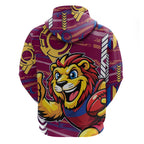 Brisbane Lions Zip Hoodie Mascot Cartoon Football Illustration Style