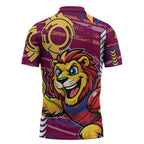 Brisbane Lions Zipper Polo Shirt Mascot Cartoon Football Illustration Style