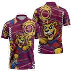 Brisbane Lions Zipper Polo Shirt Mascot Cartoon Football Illustration Style