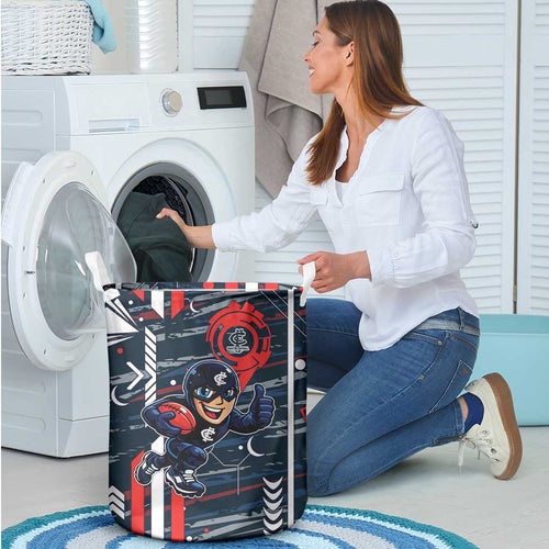 Carlton Football Club Laundry Basket Mascot Cartoon Football Illustration Style