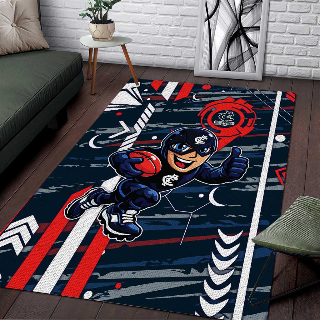 Carlton Football Club Area Rug Mascot Cartoon Football Illustration Style