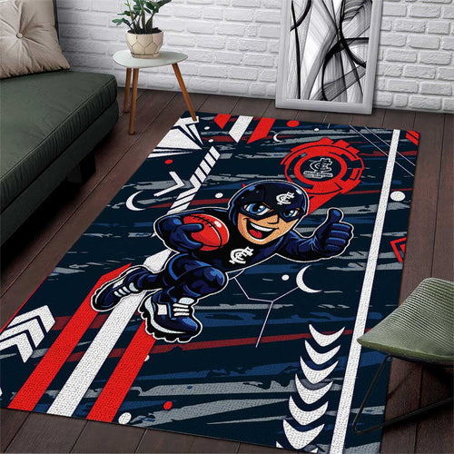 Carlton Football Club Area Rug Mascot Cartoon Football Illustration Style