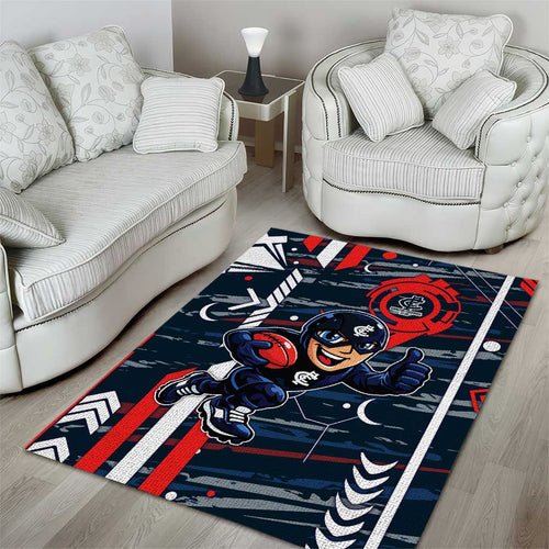 Carlton Football Club Area Rug Mascot Cartoon Football Illustration Style