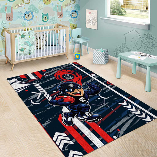 Carlton Football Club Area Rug Mascot Cartoon Football Illustration Style