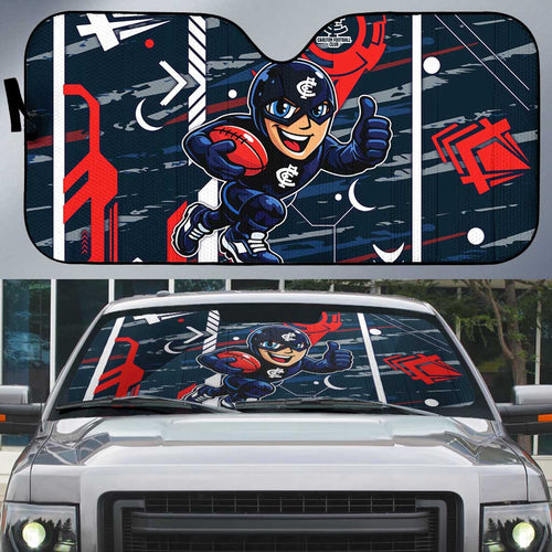 Carlton Football Club Auto Sun Shade Mascot Cartoon Football Illustration Style