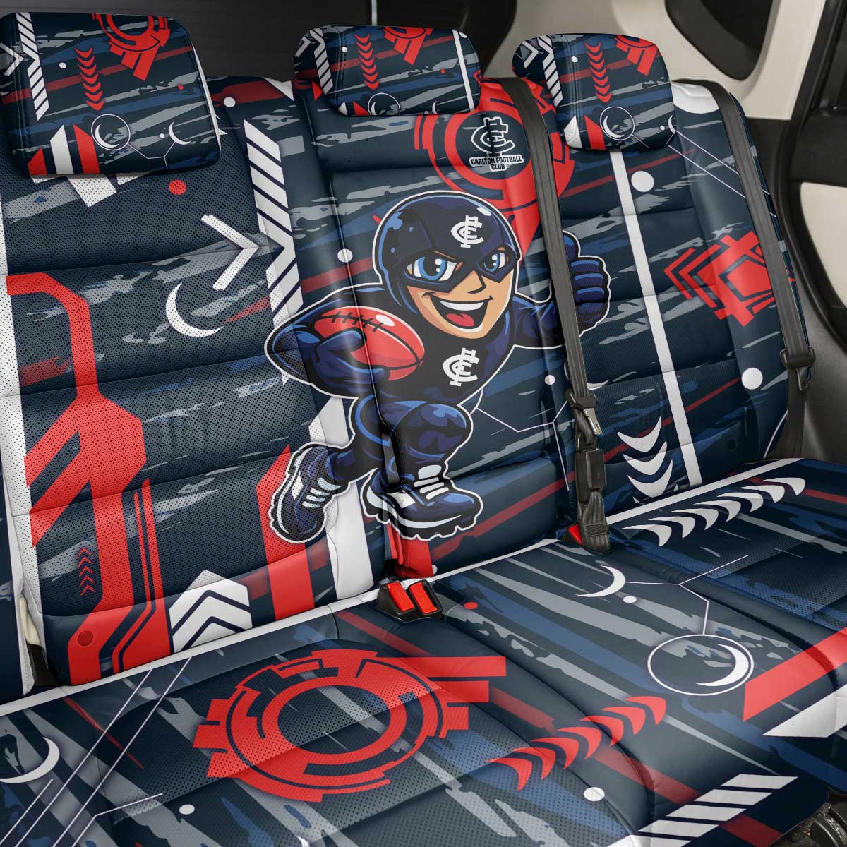 Carlton Football Club Back Car Seat Cover Mascot Cartoon Football Illustration Style