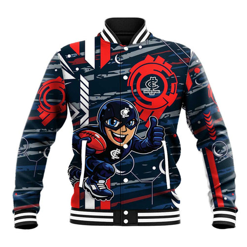 Carlton Football Club Baseball Jacket Mascot Cartoon Football Illustration Style
