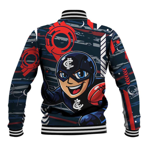 Carlton Football Club Baseball Jacket Mascot Cartoon Football Illustration Style