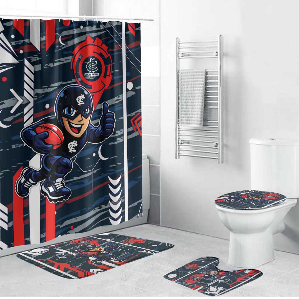 Carlton Football Club Bathroom Set Mascot Cartoon Football Illustration Style