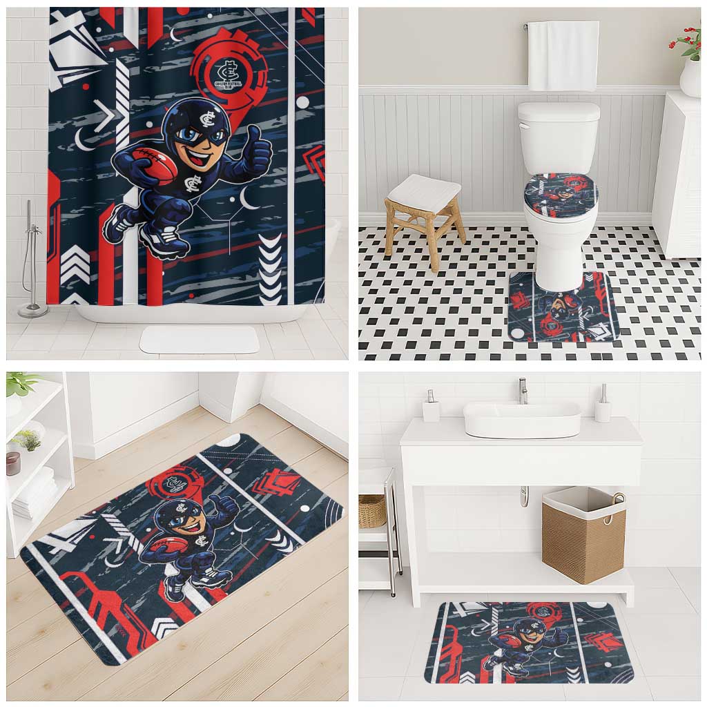 Carlton Football Club Bathroom Set Mascot Cartoon Football Illustration Style