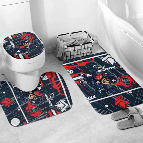 Carlton Football Club Bathroom Set Mascot Cartoon Football Illustration Style