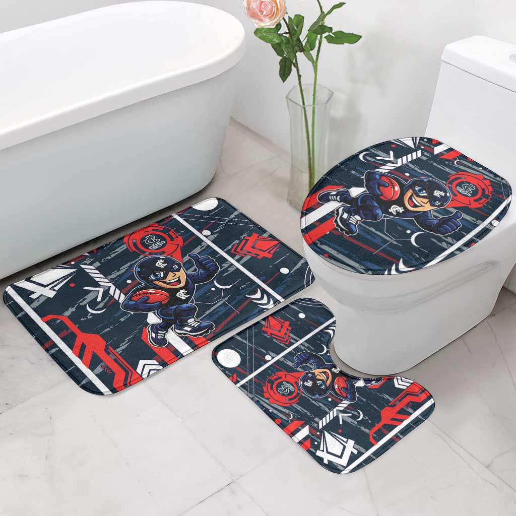 Carlton Football Club Bathroom Set Mascot Cartoon Football Illustration Style