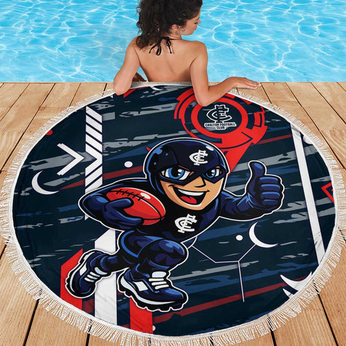 Carlton Football Club Beach Blanket Mascot Cartoon Football Illustration Style