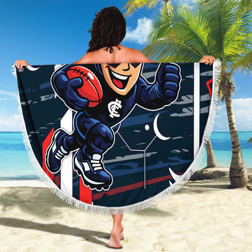 Carlton Football Club Beach Blanket Mascot Cartoon Football Illustration Style