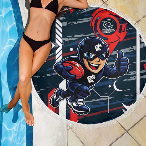 Carlton Football Club Beach Blanket Mascot Cartoon Football Illustration Style