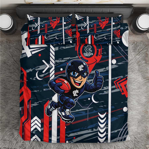 Carlton Football Club Bedding Set Mascot Cartoon Football Illustration Style