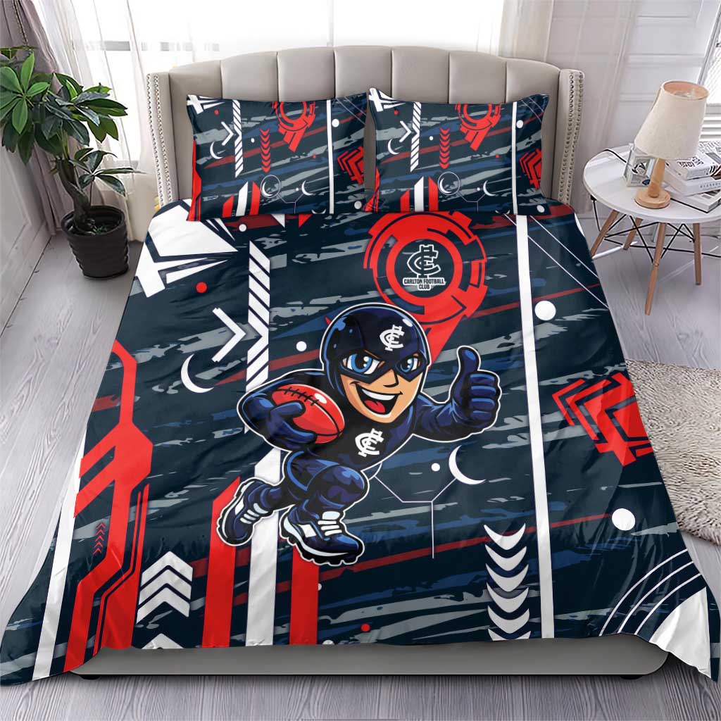Carlton Football Club Bedding Set Mascot Cartoon Football Illustration Style
