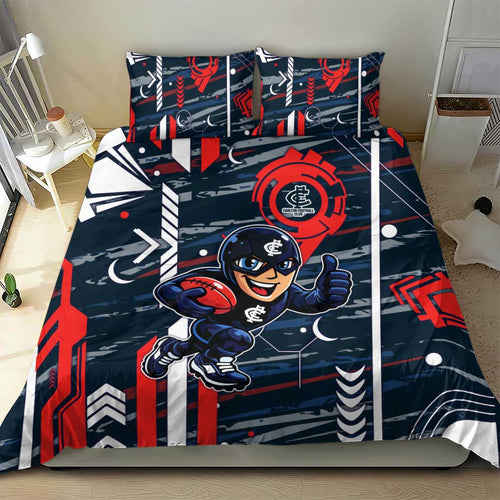 Carlton Football Club Bedding Set Mascot Cartoon Football Illustration Style