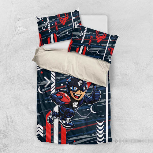 Carlton Football Club Bedding Set Mascot Cartoon Football Illustration Style