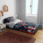 Carlton Football Club Bedding Set Mascot Cartoon Football Illustration Style