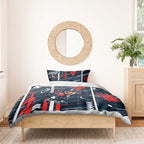 Carlton Football Club Bedding Set Mascot Cartoon Football Illustration Style
