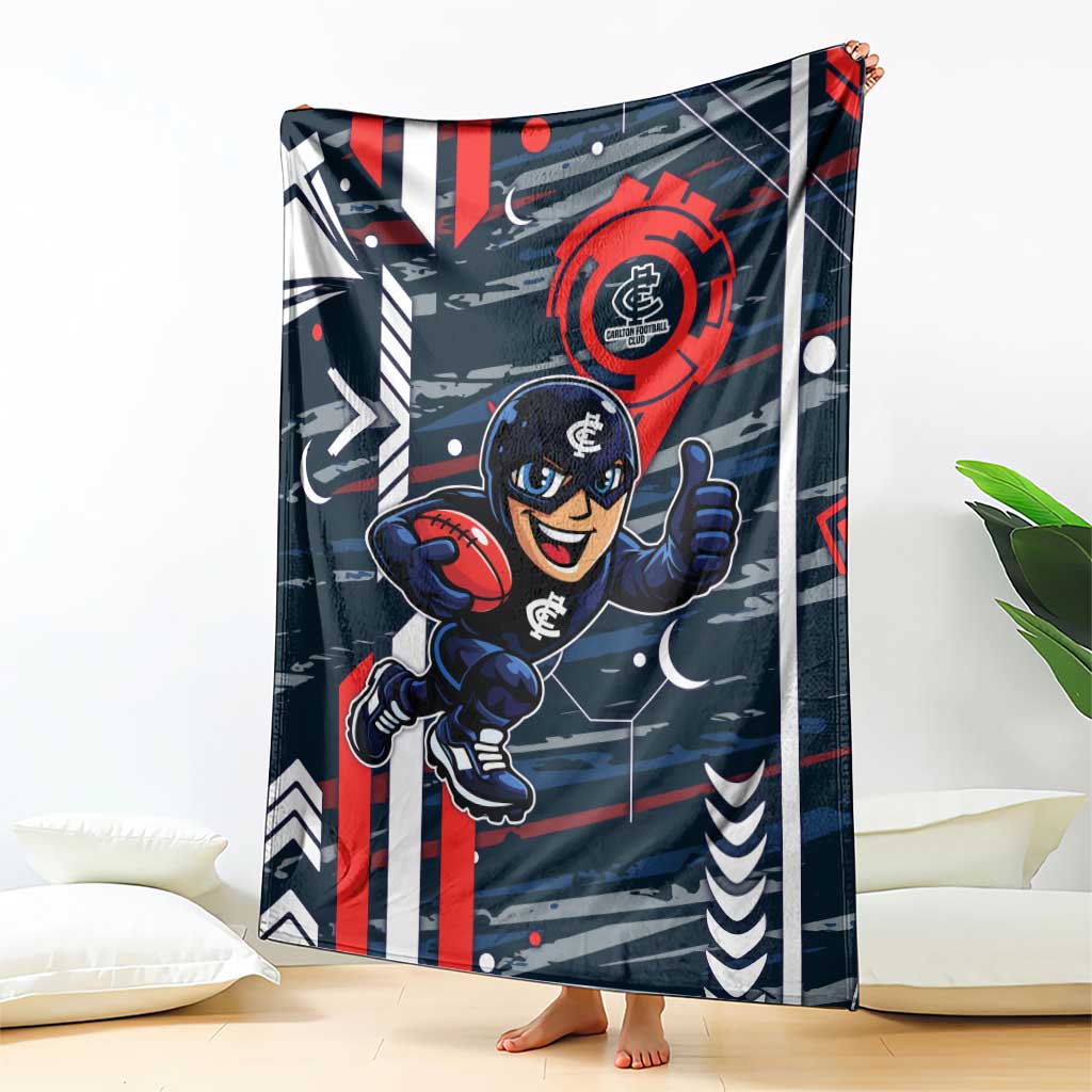 Carlton Football Club Blanket Mascot Cartoon Football Illustration Style