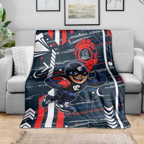 Carlton Football Club Blanket Mascot Cartoon Football Illustration Style