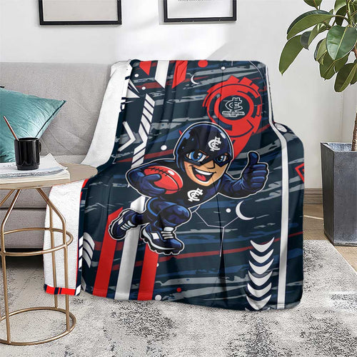 Carlton Football Club Blanket Mascot Cartoon Football Illustration Style