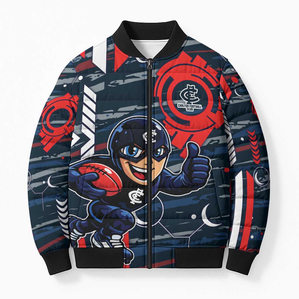 Carlton Football Club Bomber Puffer Jacket Mascot Cartoon Football Illustration Style
