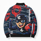 Carlton Football Club Bomber Puffer Jacket Mascot Cartoon Football Illustration Style