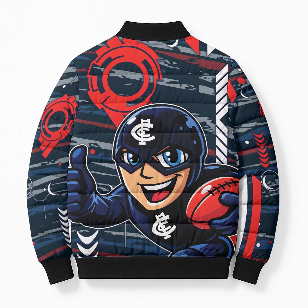Carlton Football Club Bomber Puffer Jacket Mascot Cartoon Football Illustration Style