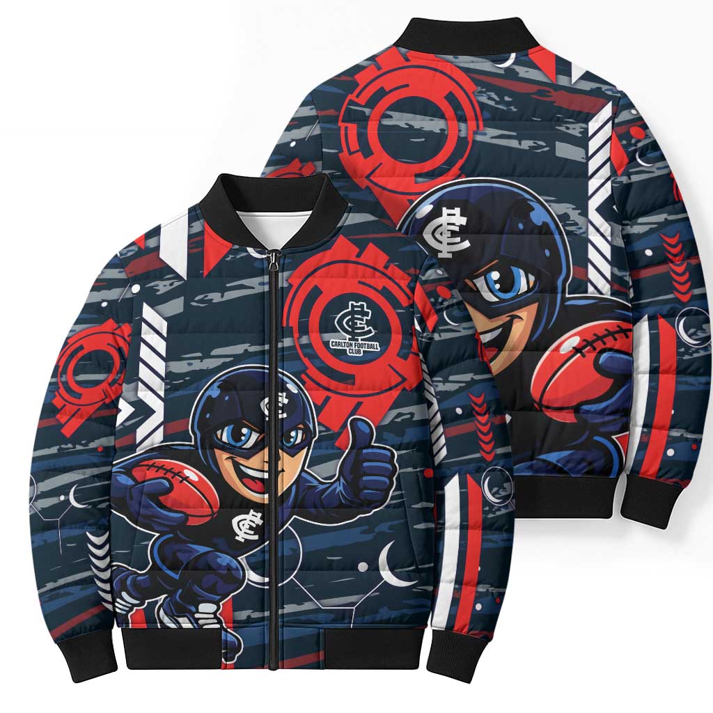 Carlton Football Club Bomber Puffer Jacket Mascot Cartoon Football Illustration Style