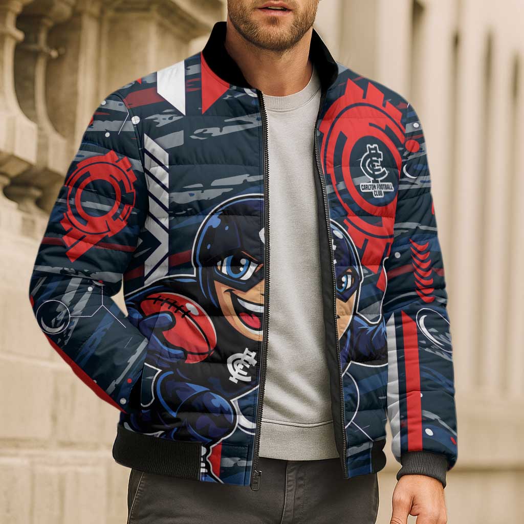Carlton Football Club Bomber Puffer Jacket Mascot Cartoon Football Illustration Style