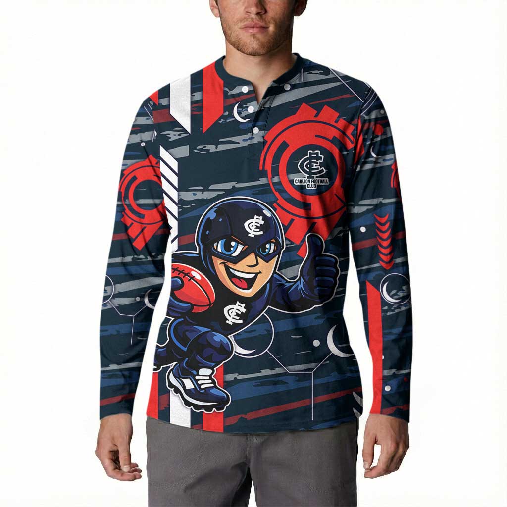 Carlton Football Club Button Sweatshirt Mascot Cartoon Football Illustration Style