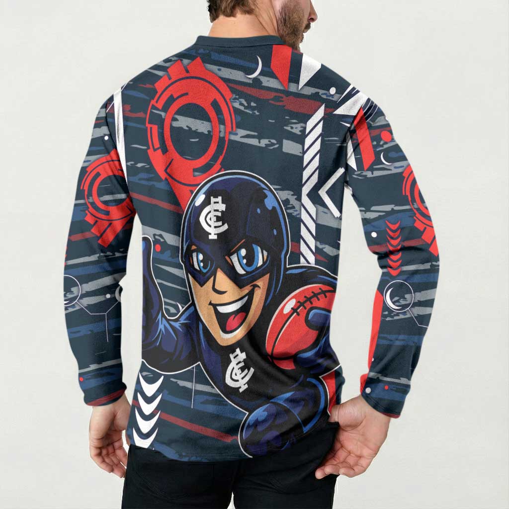 Carlton Football Club Button Sweatshirt Mascot Cartoon Football Illustration Style