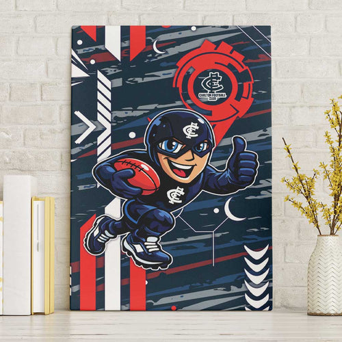 Carlton Football Club Canvas Wall Art Mascot Cartoon Football Illustration Style