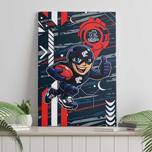 Carlton Football Club Canvas Wall Art Mascot Cartoon Football Illustration Style