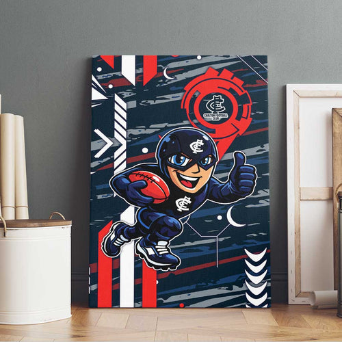 Carlton Football Club Canvas Wall Art Mascot Cartoon Football Illustration Style