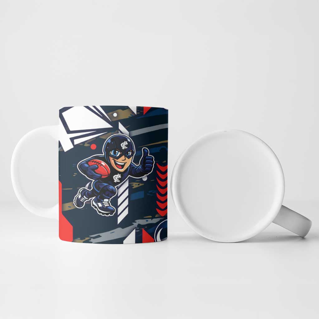 Carlton Football Club Ceramic Mug Mascot Cartoon Football Illustration Style