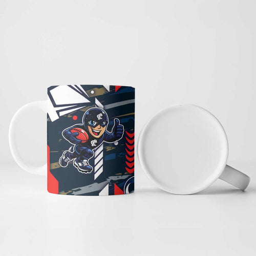 Carlton Football Club Ceramic Mug Mascot Cartoon Football Illustration Style