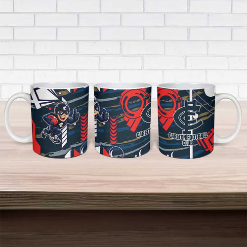 Carlton Football Club Ceramic Mug Mascot Cartoon Football Illustration Style