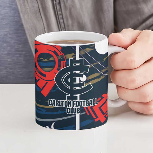 Carlton Football Club Ceramic Mug Mascot Cartoon Football Illustration Style